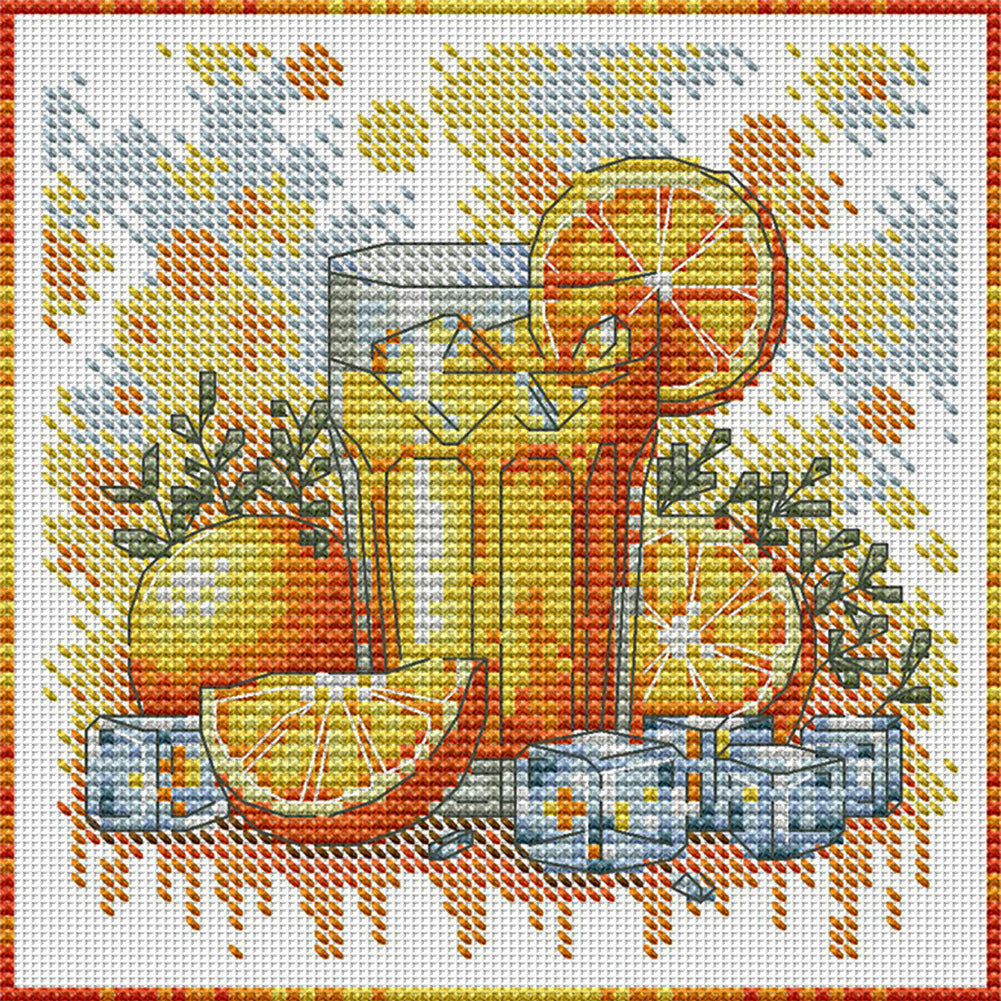 Vitamin C Drink - 14CT Stamped Cross Stitch 17*17CM(Joy Sunday)