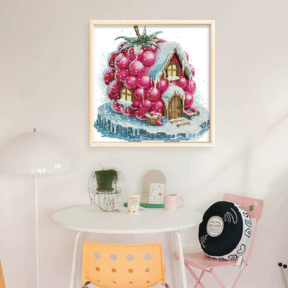 Raspberry Hut - 14CT Stamped Cross Stitch 22*22CM(Joy Sunday)