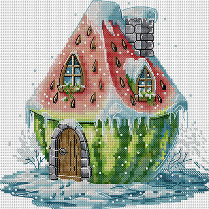 Watermelon Hut - 14CT Stamped Cross Stitch 22*22CM(Joy Sunday)