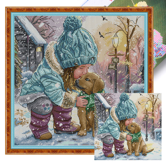 Winter With Good Friends - 14CT Stamped Cross Stitch 39*38CM(Joy Sunday)