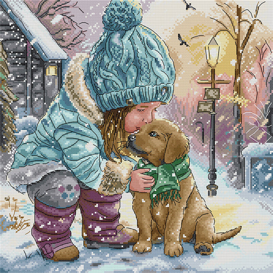 Winter With Good Friends - 14CT Stamped Cross Stitch 39*38CM(Joy Sunday)