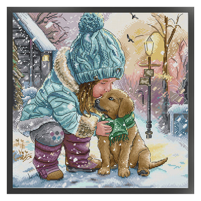 Winter With Good Friends - 14CT Stamped Cross Stitch 39*38CM(Joy Sunday)