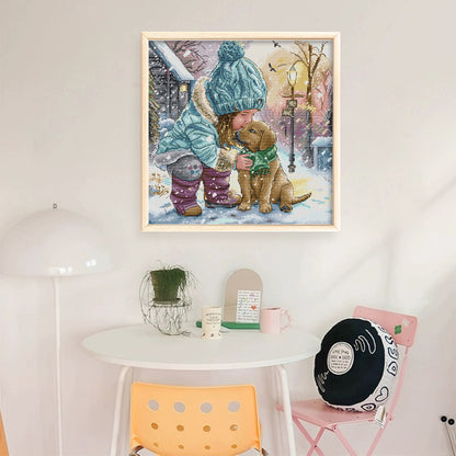 Winter With Good Friends - 14CT Stamped Cross Stitch 39*38CM(Joy Sunday)