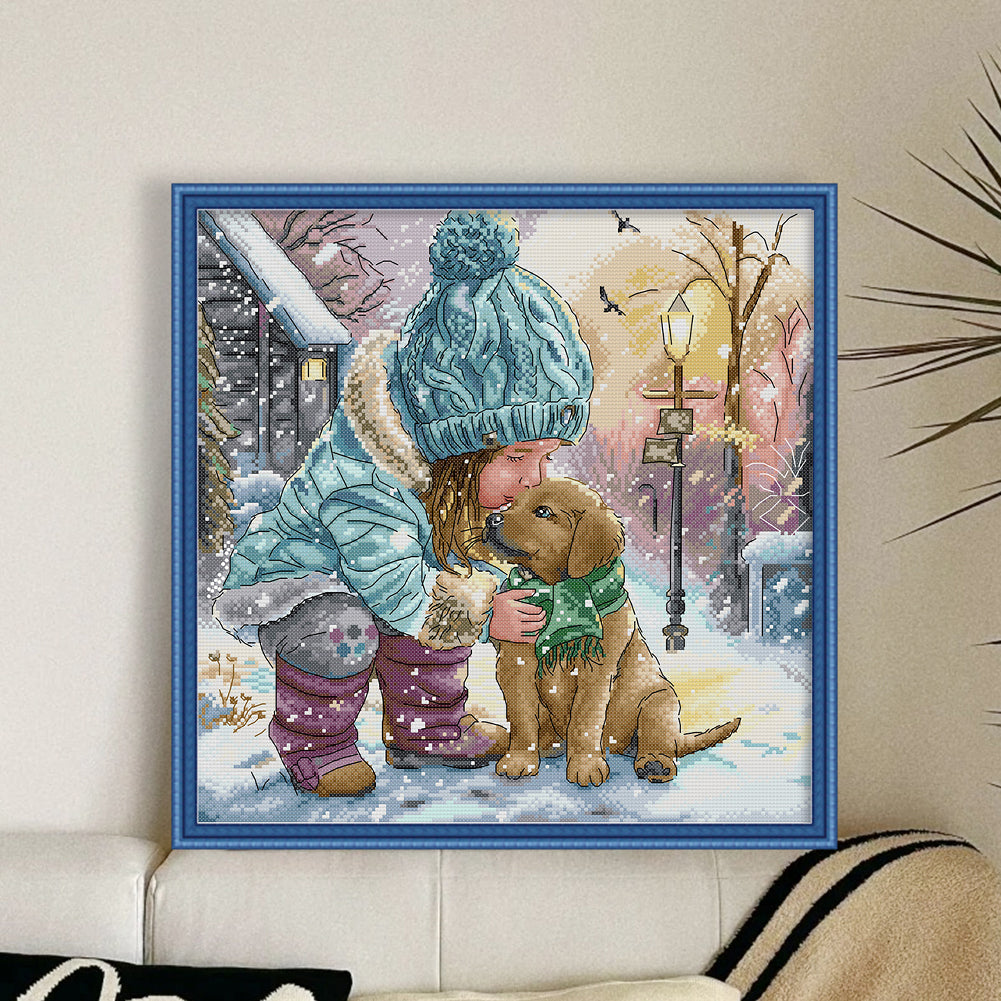 Winter With Good Friends - 14CT Stamped Cross Stitch 39*38CM(Joy Sunday)