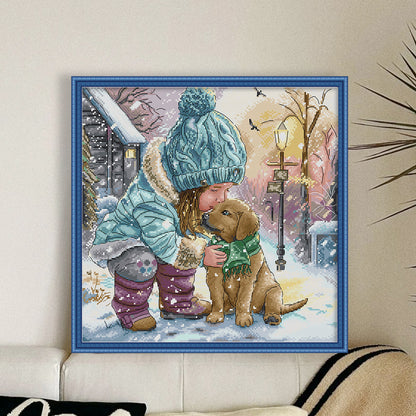 Winter With Good Friends - 14CT Stamped Cross Stitch 39*38CM(Joy Sunday)