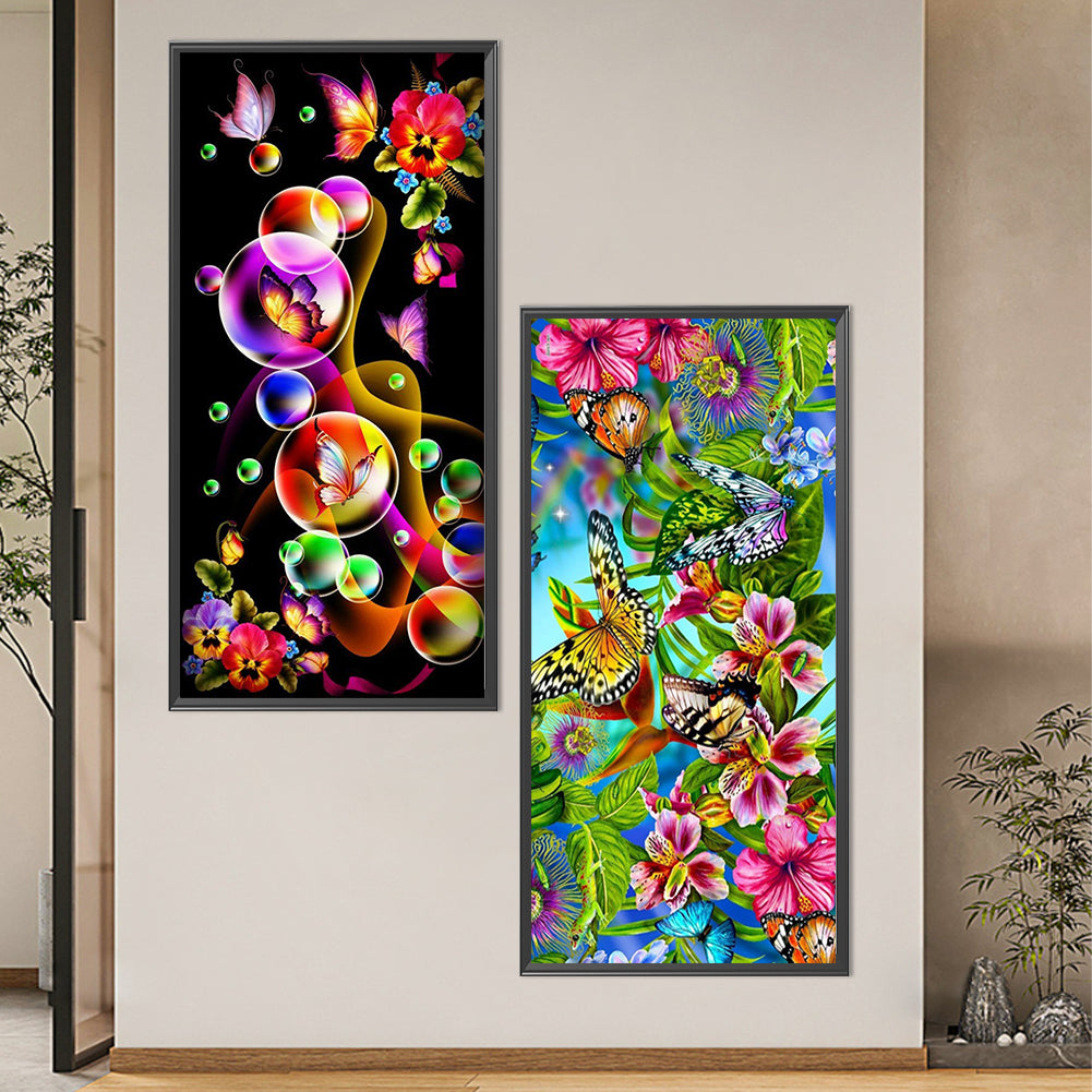 2 Pcs Flowers - Full AB Round Drill Diamond Painting 40*80CM