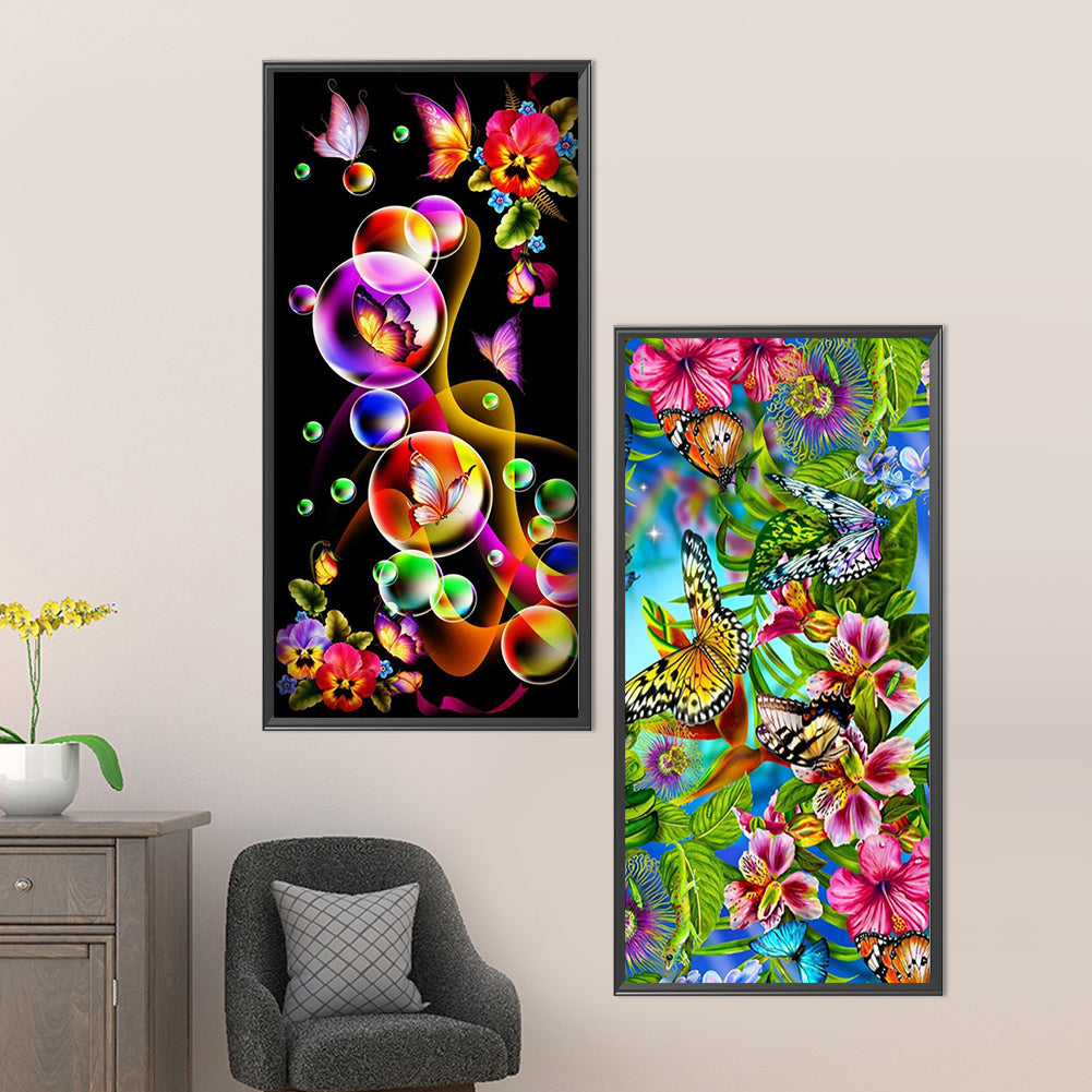 2 Pcs Flowers - Full AB Round Drill Diamond Painting 40*80CM