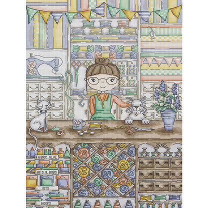 Girl'S Small Handicraft Shop - 14CT Stamped Cross Stitch 29*41CM(Joy Sunday)