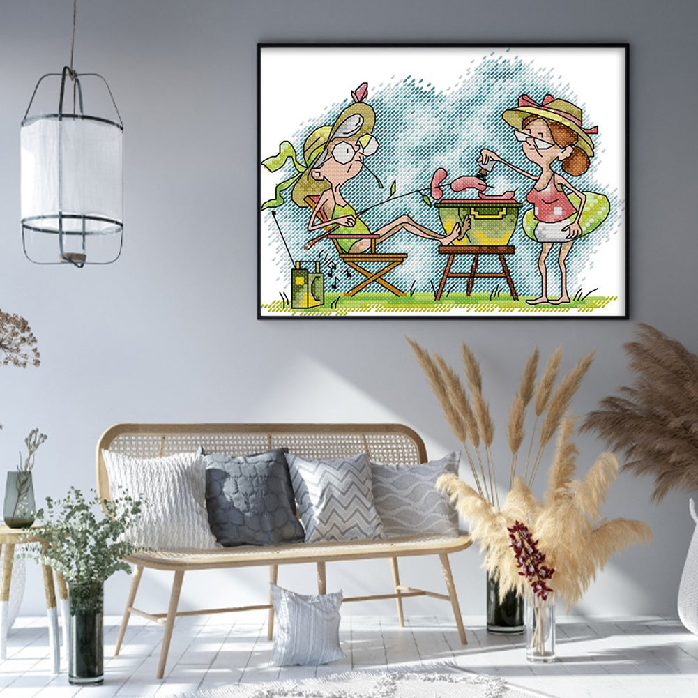 Two Old Naughty Boys 4 - 14CT Stamped Cross Stitch 21*17CM(Joy Sunday)