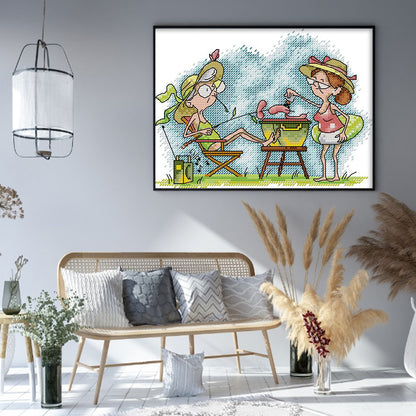 Two Old Naughty Boys 4 - 14CT Stamped Cross Stitch 21*17CM(Joy Sunday)