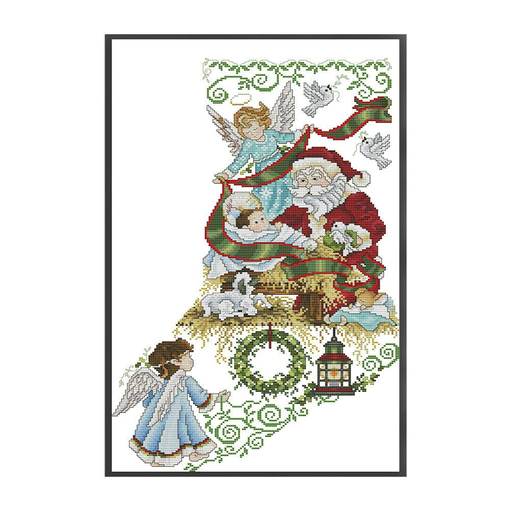 Santa Claus And Angel 3 - 14CT Stamped Cross Stitch 34*53CM(Joy Sunday)