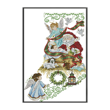 Santa Claus And Angel 3 - 14CT Stamped Cross Stitch 34*53CM(Joy Sunday)