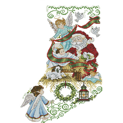 Santa Claus And Angel 3 - 14CT Stamped Cross Stitch 34*53CM(Joy Sunday)