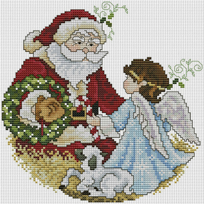 Santa Claus And Angel 1 - 14CT Stamped Cross Stitch 26*27CM(Joy Sunday)
