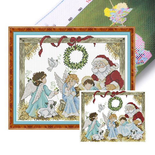 Santa Claus And Angel 2 - 14CT Stamped Cross Stitch 40*332CM(Joy Sunday)