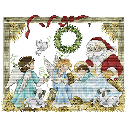 Santa Claus And Angel 2 - 14CT Stamped Cross Stitch 40*332CM(Joy Sunday)