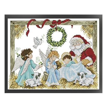Santa Claus And Angel 2 - 14CT Stamped Cross Stitch 40*332CM(Joy Sunday)