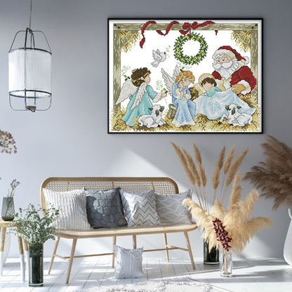 Santa Claus And Angel 2 - 14CT Stamped Cross Stitch 40*332CM(Joy Sunday)