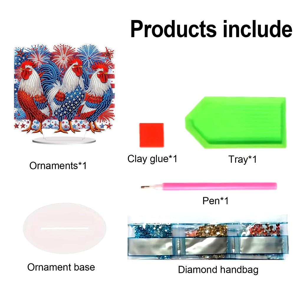Independence Day Diamond Painting Tabletop Ornaments Kit for Adults Beginner