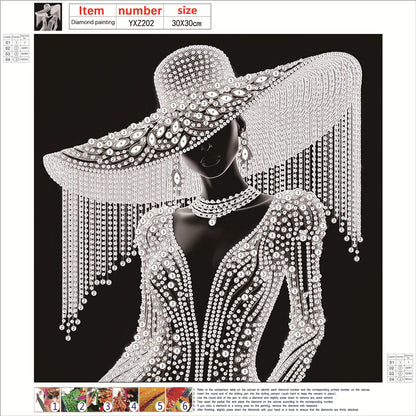 Elegant Lady In Top Hat - Special Shaped Drill Diamond Painting 30*30CM