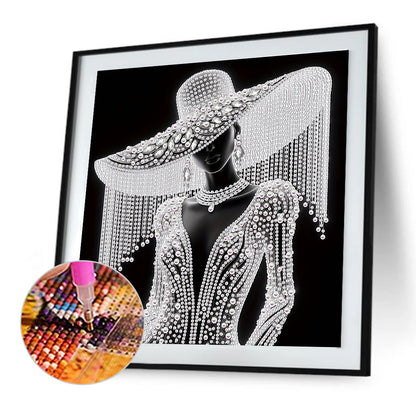 Elegant Lady In Top Hat - Special Shaped Drill Diamond Painting 30*30CM