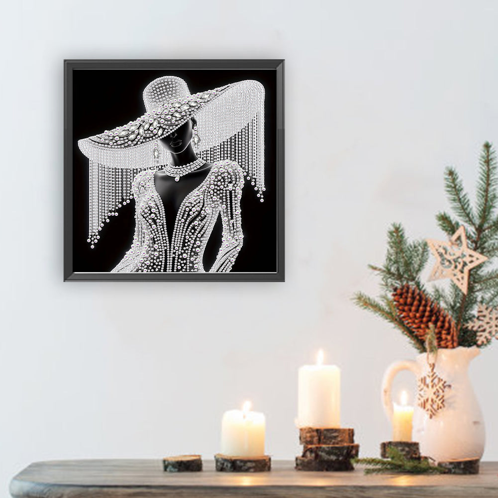 Elegant Lady In Top Hat - Special Shaped Drill Diamond Painting 30*30CM