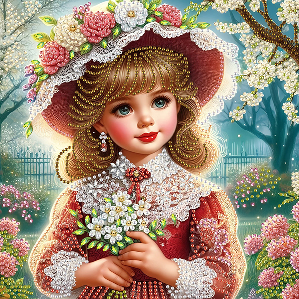 Elegant Little Girl - Special Shaped Drill Diamond Painting 30*30CM