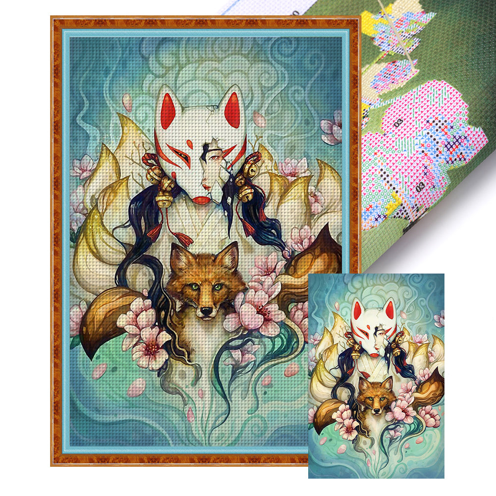 Japanese Fox - 11CT Stamped Cross Stitch 50*75CM