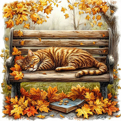 Autumn Kitten - Full AB Round Drill Diamond Painting 40*40CM