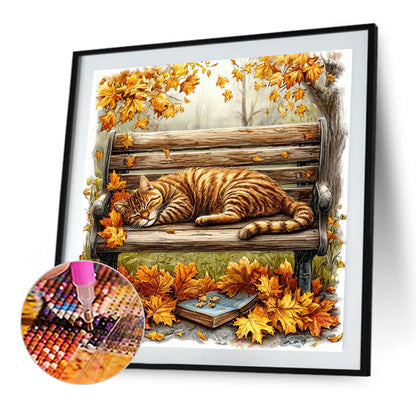 Autumn Kitten - Full AB Round Drill Diamond Painting 40*40CM