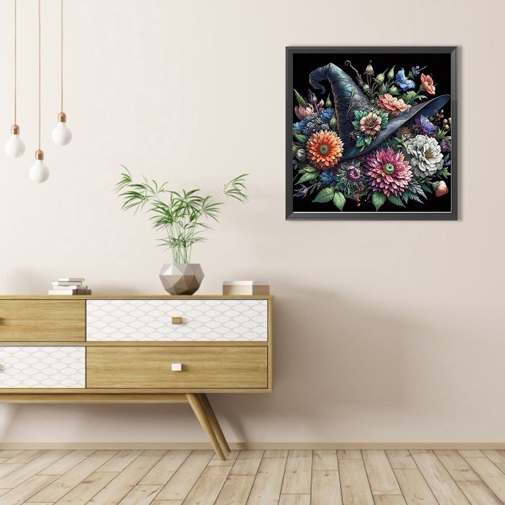 Flower Witch Hat - Full AB Round Drill Diamond Painting 40*40CM