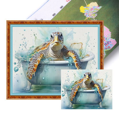 Turtle Bathing - 11CT Stamped Cross Stitch 50*40CM