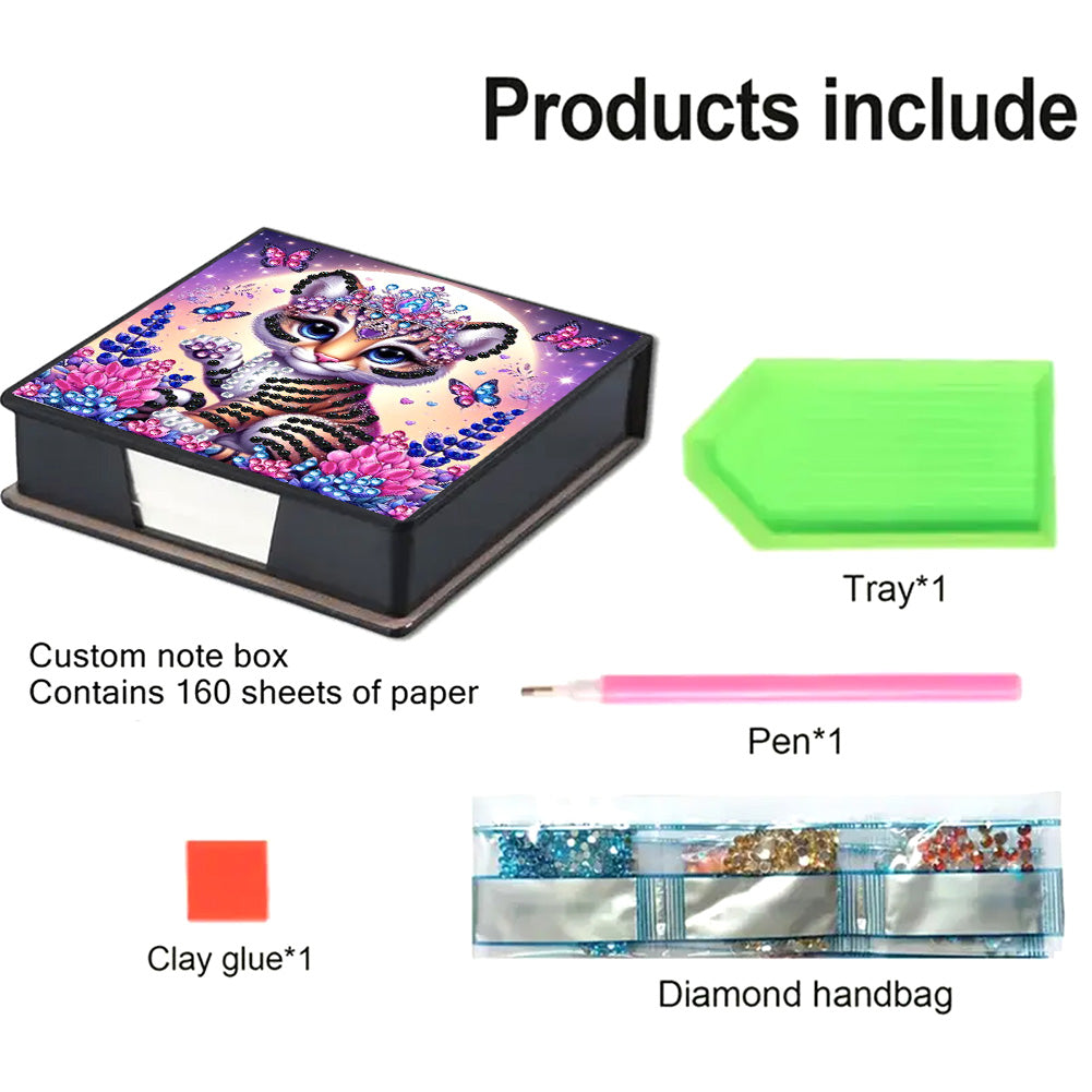 Leather 5D Diamond Painting Kit Note Box Diamond Art Notepad Box for Home Office