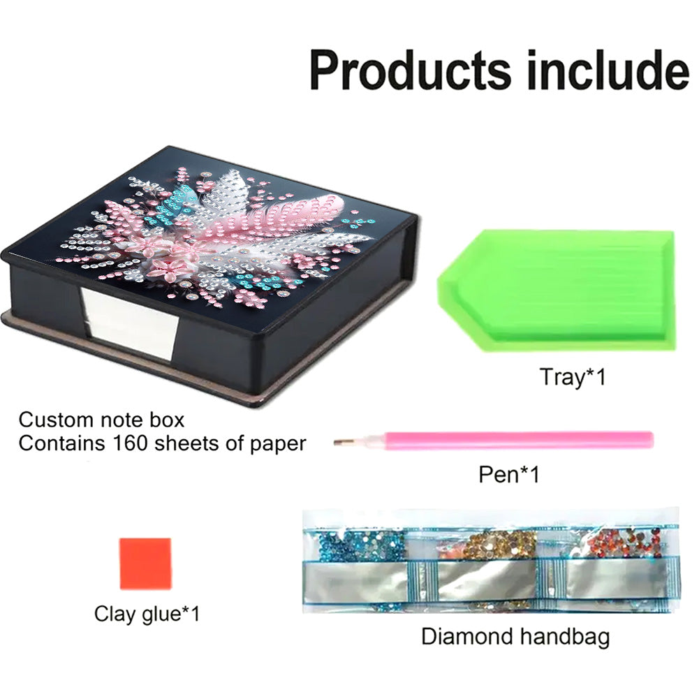 Leather 5D Diamond Painting Kit Note Box Diamond Art Notepad Box for Home Office