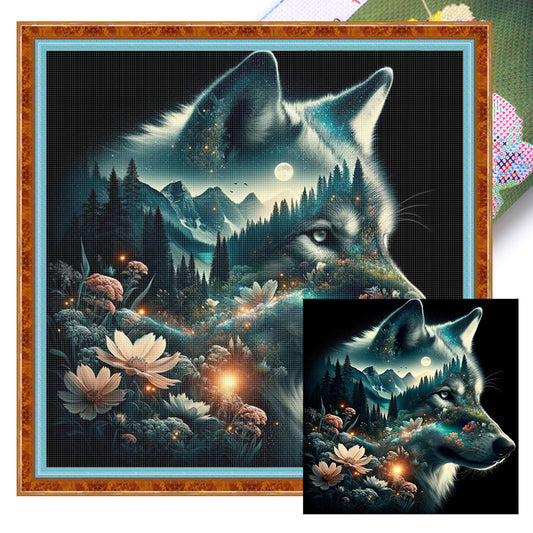 Silhouette - Wolf - 11CT Stamped Cross Stitch 40*40CM