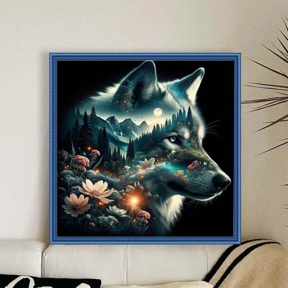 Silhouette - Wolf - 11CT Stamped Cross Stitch 40*40CM