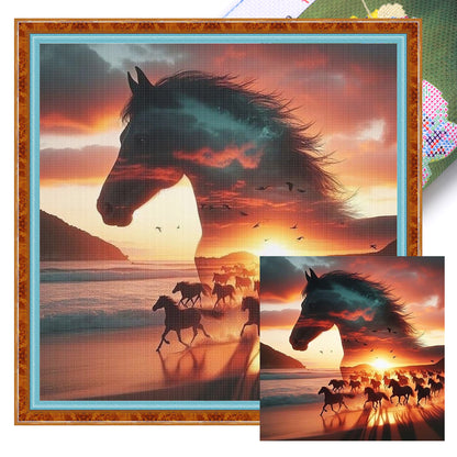 Silhouette - Horse - 11CT Stamped Cross Stitch 40*40CM