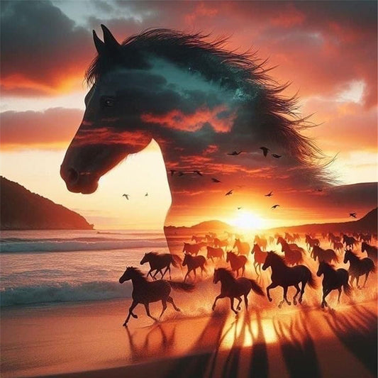 Silhouette - Horse - 11CT Stamped Cross Stitch 40*40CM