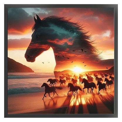 Silhouette - Horse - 11CT Stamped Cross Stitch 40*40CM