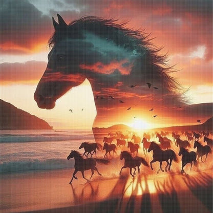 Silhouette - Horse - 11CT Stamped Cross Stitch 40*40CM
