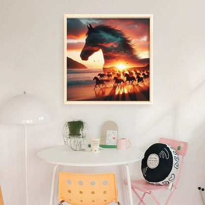 Silhouette - Horse - 11CT Stamped Cross Stitch 40*40CM