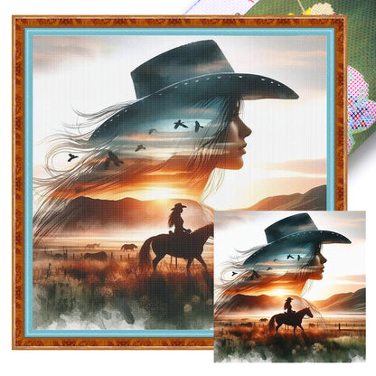Silhouette - Cowgirl - 11CT Stamped Cross Stitch 40*40CM