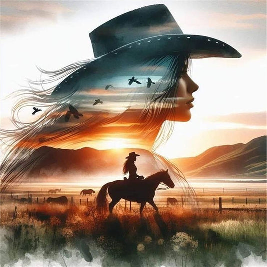 Silhouette - Cowgirl - 11CT Stamped Cross Stitch 40*40CM