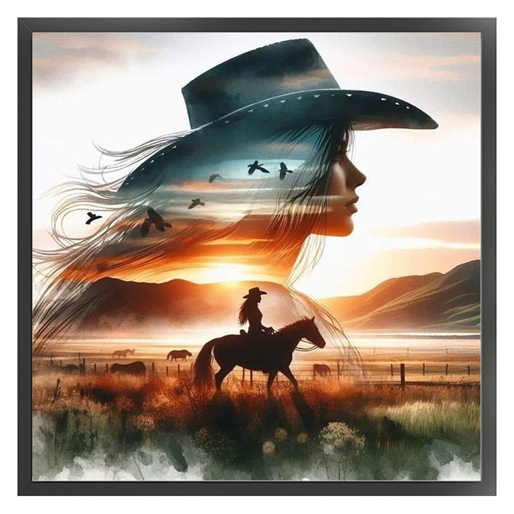 Silhouette - Cowgirl - 11CT Stamped Cross Stitch 40*40CM