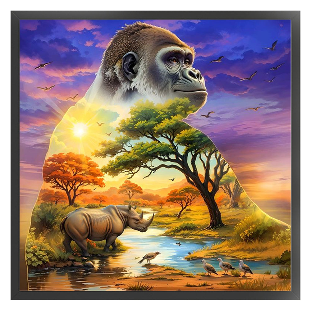 Silhouette - Orangutan - 11CT Stamped Cross Stitch 40*40CM