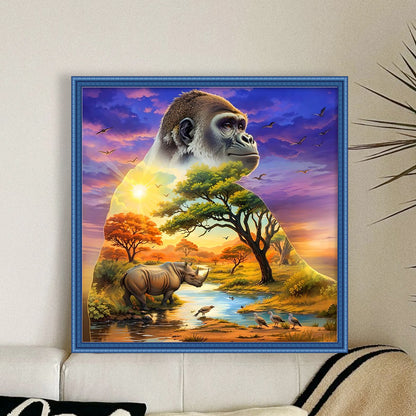 Silhouette - Orangutan - 11CT Stamped Cross Stitch 40*40CM