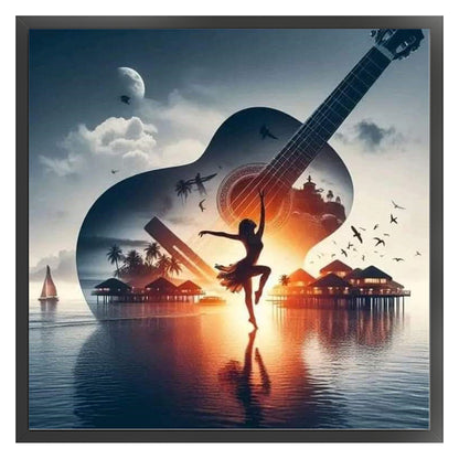 Silhouette - Guitar Woman - 11CT Stamped Cross Stitch 40*40CM