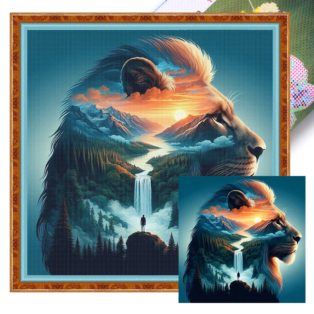 Silhouette - Lion - 11CT Stamped Cross Stitch 40*40CM