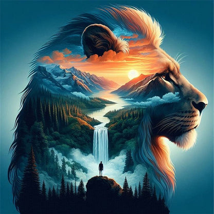 Silhouette - Lion - 11CT Stamped Cross Stitch 40*40CM