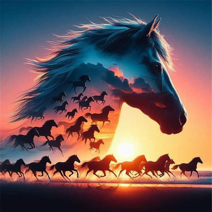 Silhouette - Horse - 11CT Stamped Cross Stitch 40*40CM